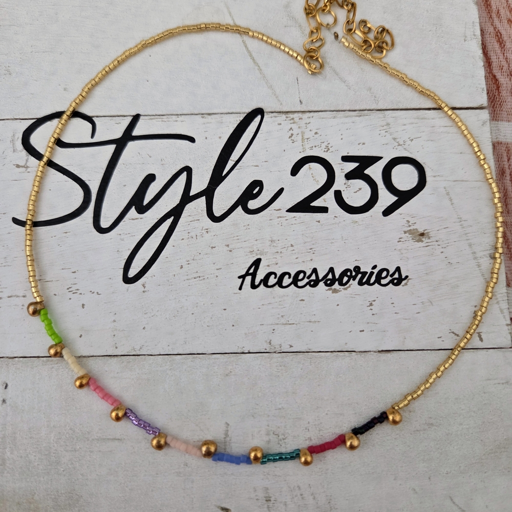 18kt Gold Plated Miyuki Adjustable Necklace/Choker